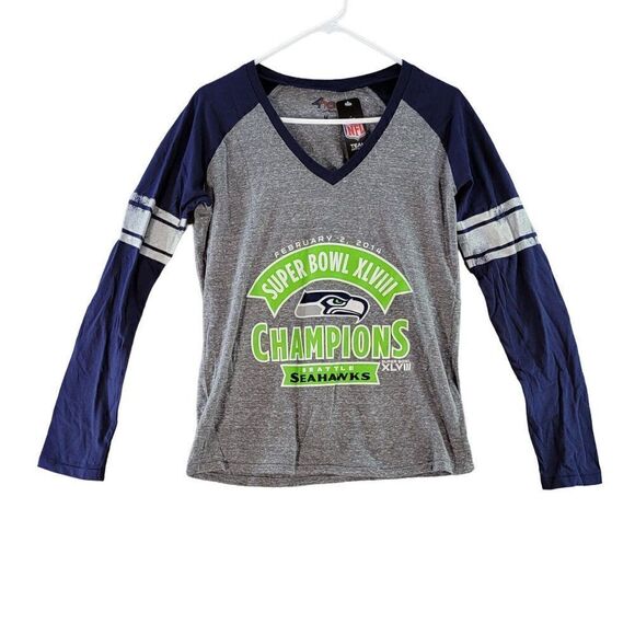 NFL Seattle Seahawks Superbowl 48 Champions Womens Long Sleeve T-shirt Sz M - Picture 1 of 8